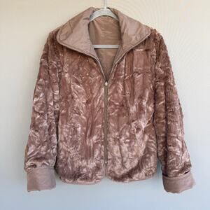 Regent Park brown reversible faux fur coat - full zip - chocolate - size M